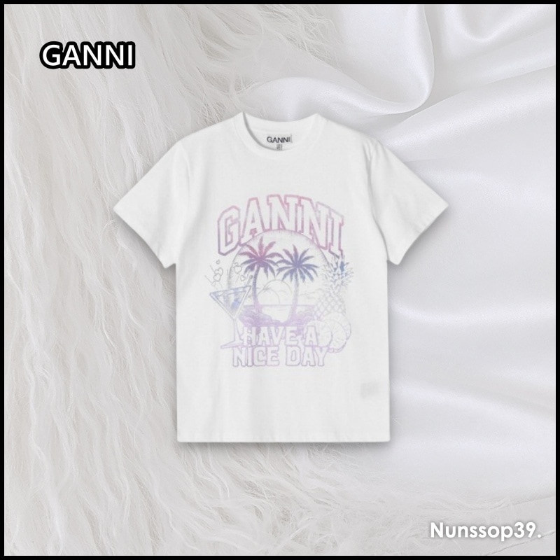 GANNI T3918 151 カクテル ロゴ Tシャツ 9,274円