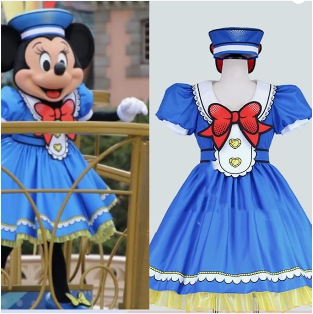 東京ディズニーランド（TDL） ディズニー・パルパルーザ ドナルドのクワッキー・ダックシティ ミニー 靴リボン付き レプリカ衣装 コスプレ衣装