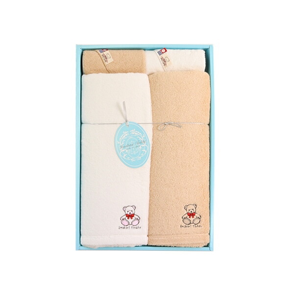 タオル ギフトセット バスタオル 2枚 ミニタオル 2枚 ImabariTeddy テディ 出産内祝 テディベア ワンポイント プレゼント ブラウン/ホワイト ITD-1980