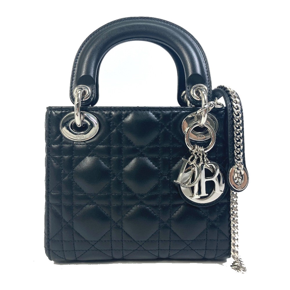 ショルダーバッグ カナージュ ミニ レディディオール Ladydior カバン 2WAYバッグ ハンドバッグ レザー ブラック