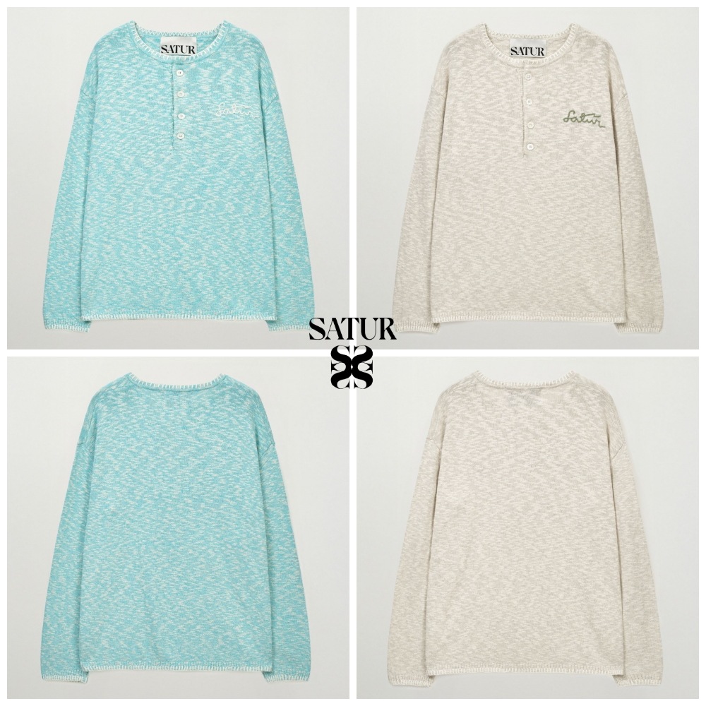 Henley Neck Two Tone Knit