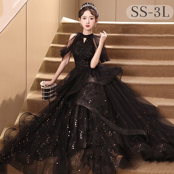 ドレス 大人 ピアノ 発表会 ロング丈 ぽっちゃり 大きいサイズ イブニングドレス 演奏会 ピアノ発表会 袖付き ワンピース Aライン ステージドレス 二次会 女子会 成人式 パーティードレス 大人