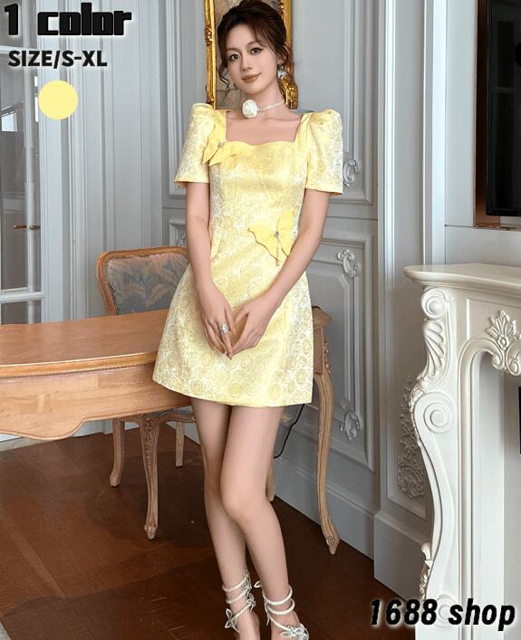 お早めに！2025　フレアワンピース ロングワンピース　半袖　姫系ワンピース　シフォン　ワンピース インポート ひざ丈 ミドル丈 エレガント　アシンメトリー 花柄 パーティドレス お嬢様 セクシー ミ