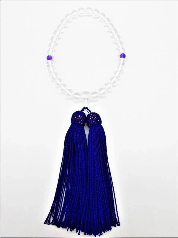 数珠 冠婚葬祭 宗教用品 キッチン 日用品 文具 天然石 お念珠 水晶 アメジスト 2天 片手用 紫