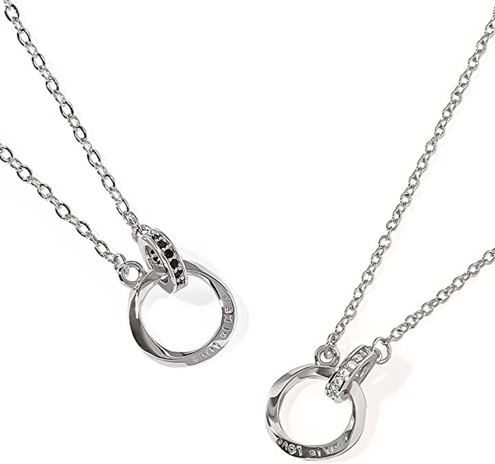 ペアネックレス カップル プレゼント ステンレス ジュエリー メンズ レディース BR-J066 MSB＆LSW (MSB＆LSW)