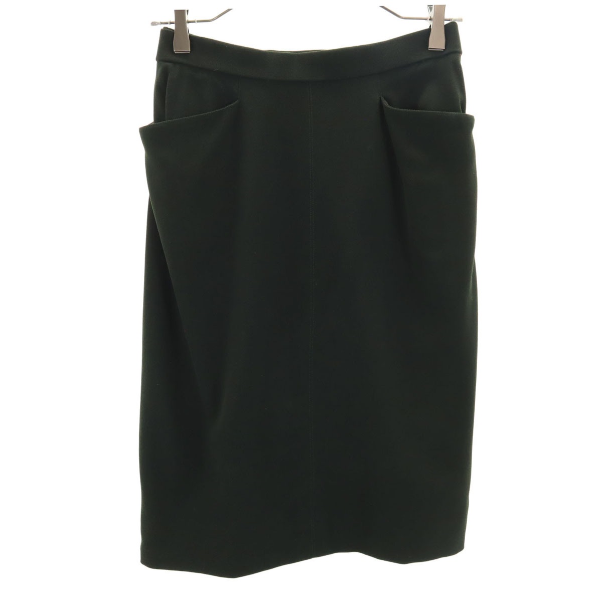 フランス製 ミディ丈 タイトスカート 36 深緑 レディース 古着