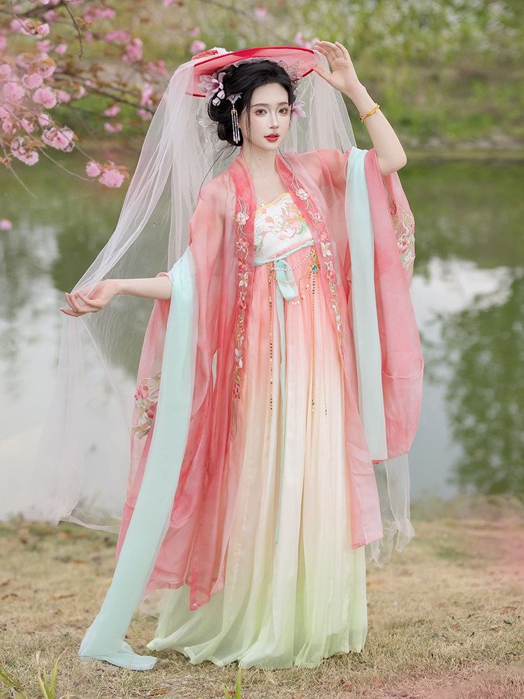 青荷芙蓉オリジナルの诃子スカート漢服女性用2026年春夏仙気大袖衫唐制古装