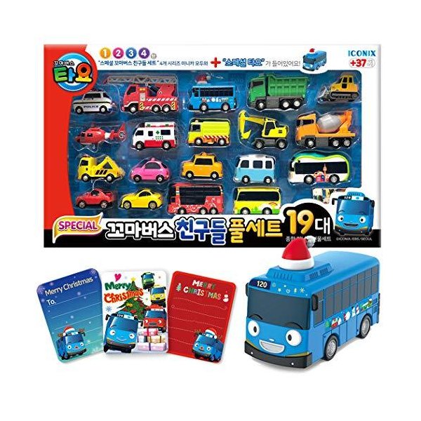The Little Bus TAYO Friends Special 19 Pcs Mini Car Full Set with Santa Tayo + 3 Thanks Card (18.8