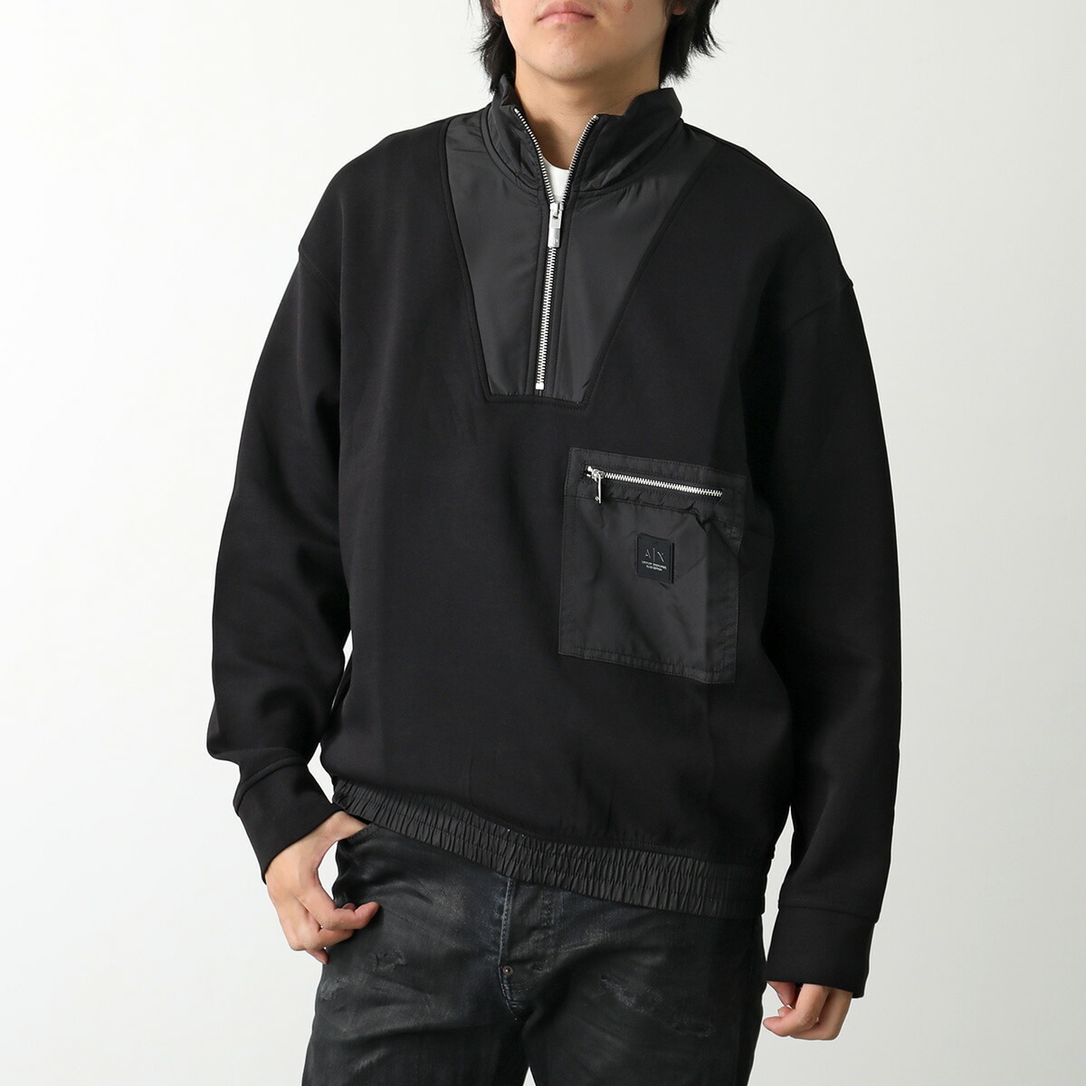 ARMANI EXCHANGE A/X アルマーニ エクスチェンジ トレーナー BLACK EDITION ブラック エディション XM000083 AF108181 メンズ ハーフジップ UC001