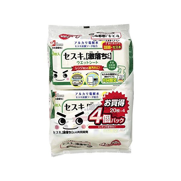 (まとめ) セスキの激落ちくんシート/ウェットシート (キッチン用) 4パック入り 80枚 掃除用品 (12個セット)