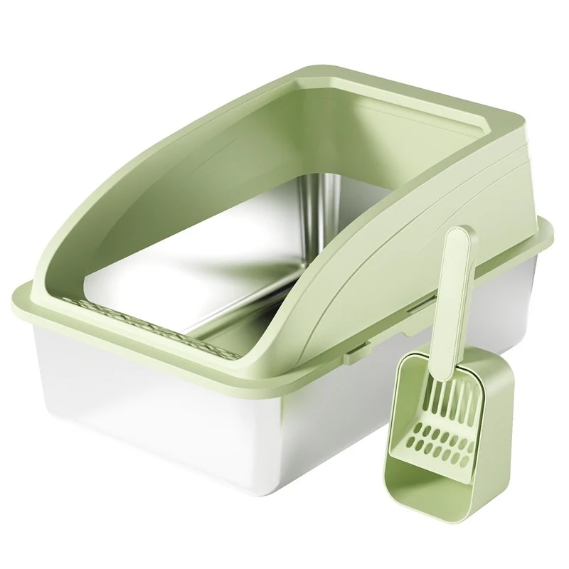 ステンレス鋼の猫砂鍋深く半閉鎖ステンレス鋼の猫砂鍋猫砂箱猫砂箱ペット用品