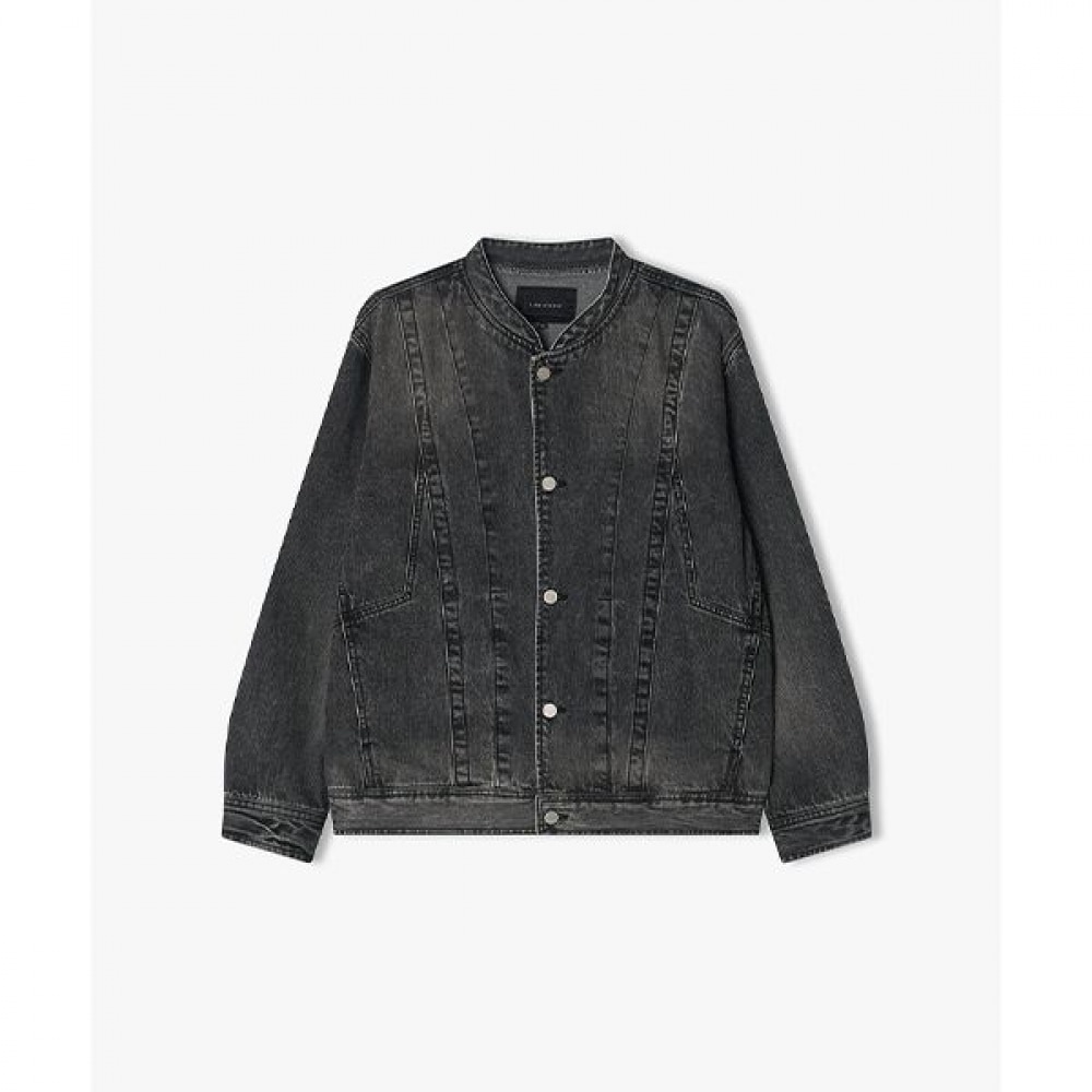 [リバークラッシュ] LLB22502黒と青のベースボールディテールジャケット