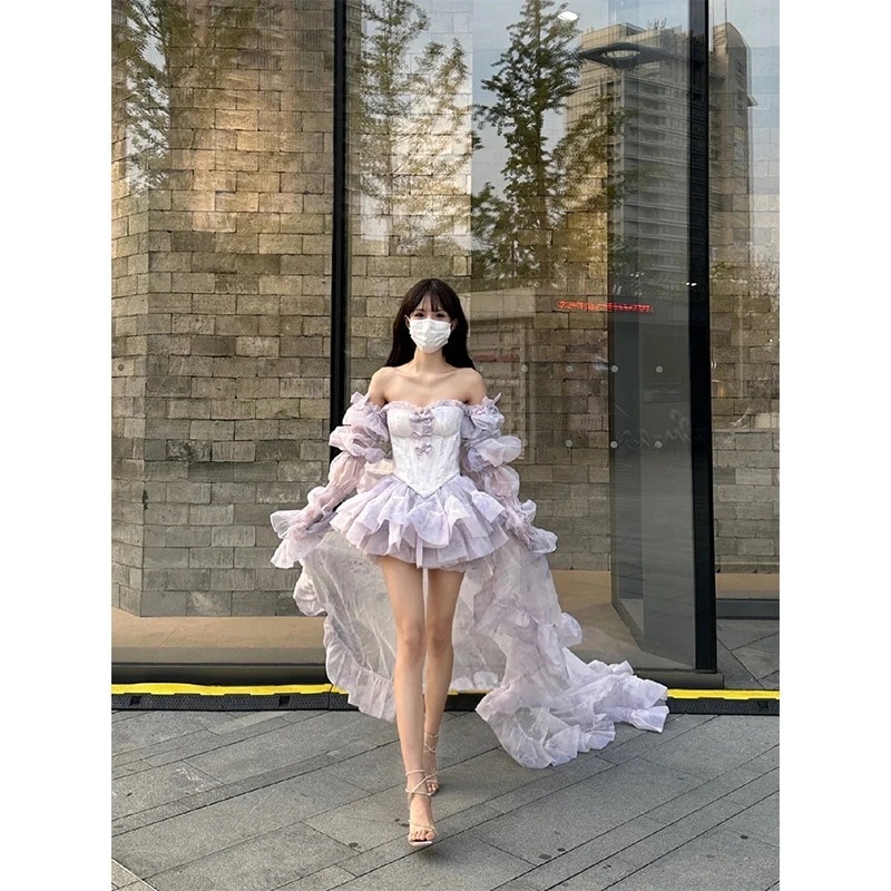 ハイエンドブトッププリンセスドレス女性スーパーフェアリードレス痩身テールドレス