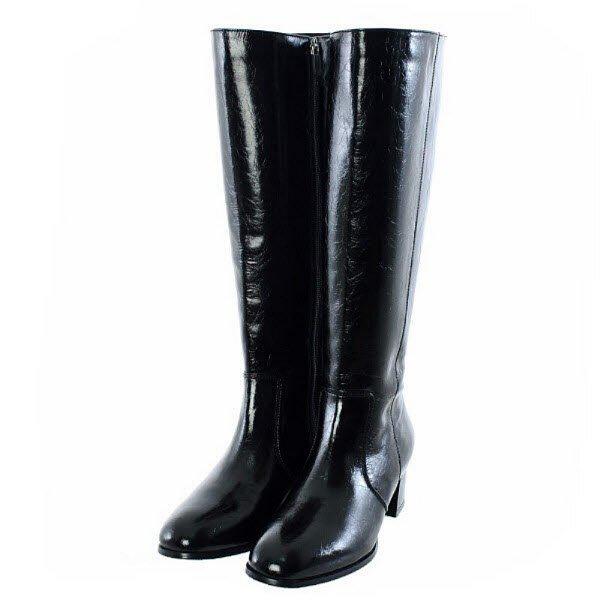 [] 女性 リンクル 光沢 ロングブーツ 5.5CM(EQEWBG919BK) (P003737440)