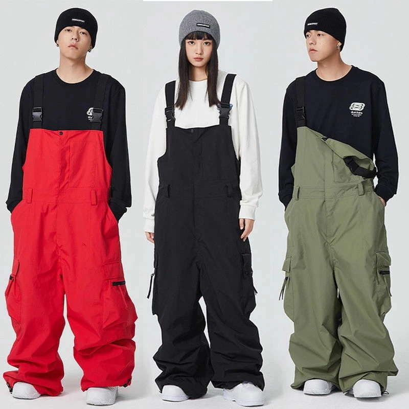 スノーボードウェア つなぎ ビブパンツ ロングパンツ 単品 ボトムス ズボン レディース メンズ スノボウェア スキーウェア 防水15000mm 男女兼用 防水 防寒 保温 防雪 韓国風 海外通販
