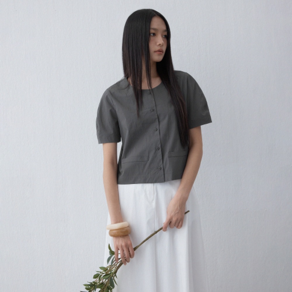 MIXXO ラウンドネックパフブラウス_MIWBWF601B