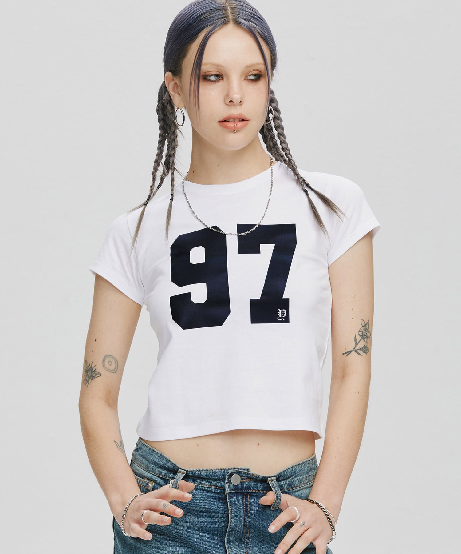 YK No.97 Crop Tee-White