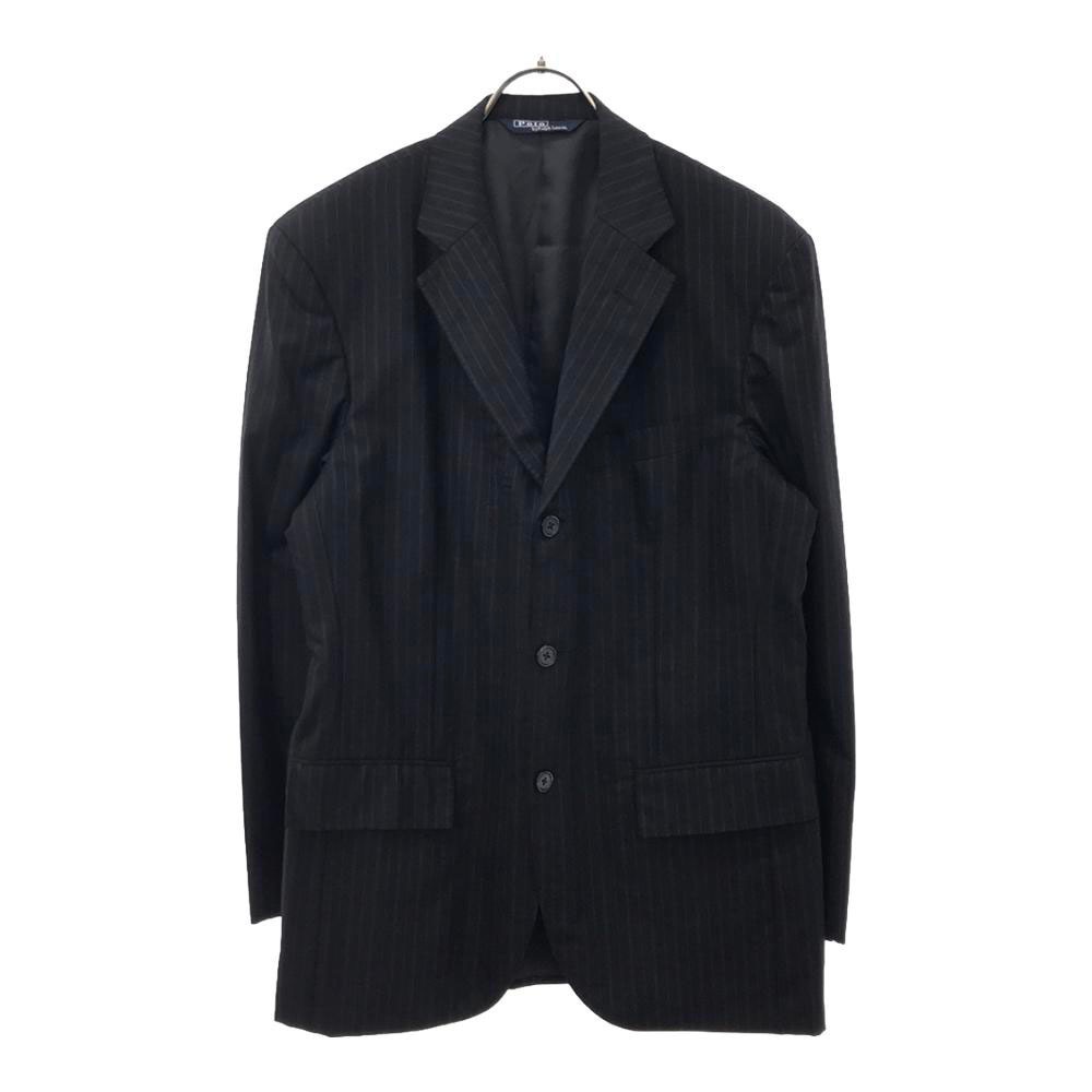 ポロバイラルフローレン 90s オールド ストライプ テーラードジャケット AB6 ブラック Polo by Ralph Lauren サイドベンツ メンズ