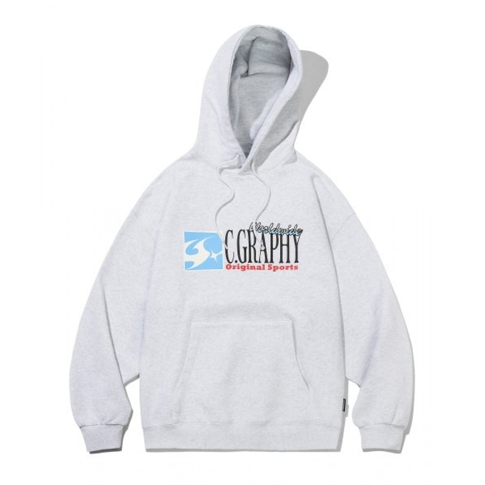 コデグリー C. グレーアークロゴオーバーフィットパーカー_メランジグレー