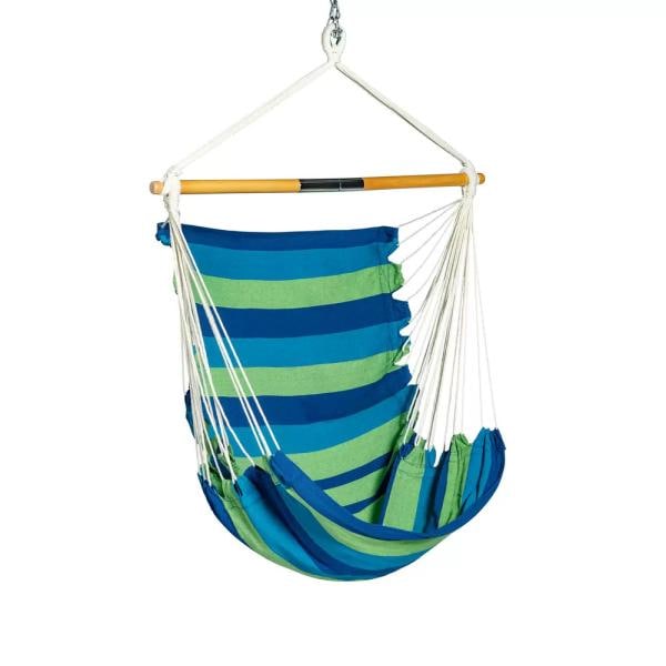 Hammock Bliss ハンギングチェア 吊るしタイプハンモック シングル 1人掛け 吊り椅子 室内室外兼用青緑