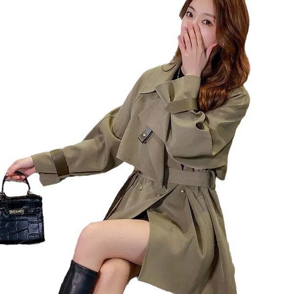 コート トレンチコート レディース アウター ミニ丈トレンチコート ウエストマーク ショート トレンチワンピース おしゃれ かわいい 秋冬