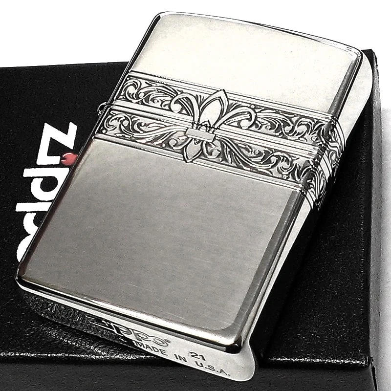 ZIPPO ライター おしゃれ ユリアラベスク 3面連続彫刻 中世模様 ジッポ ギフト シルバー 燻し仕上げ 銀 メンズ プレゼント レディース