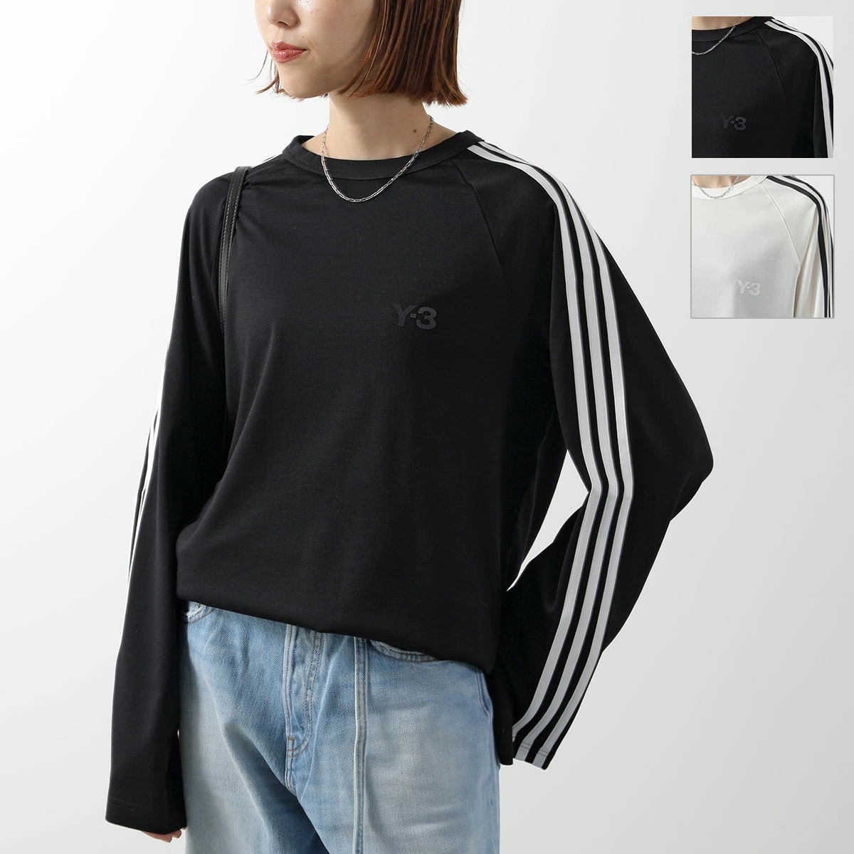 Y-3 ワイスリー 長袖 Tシャツ U WIRE LS TEE JW7351 JZ0635 レディース カットソー クルーネック ワイヤー入り スリーストライプ オーバーサイズ