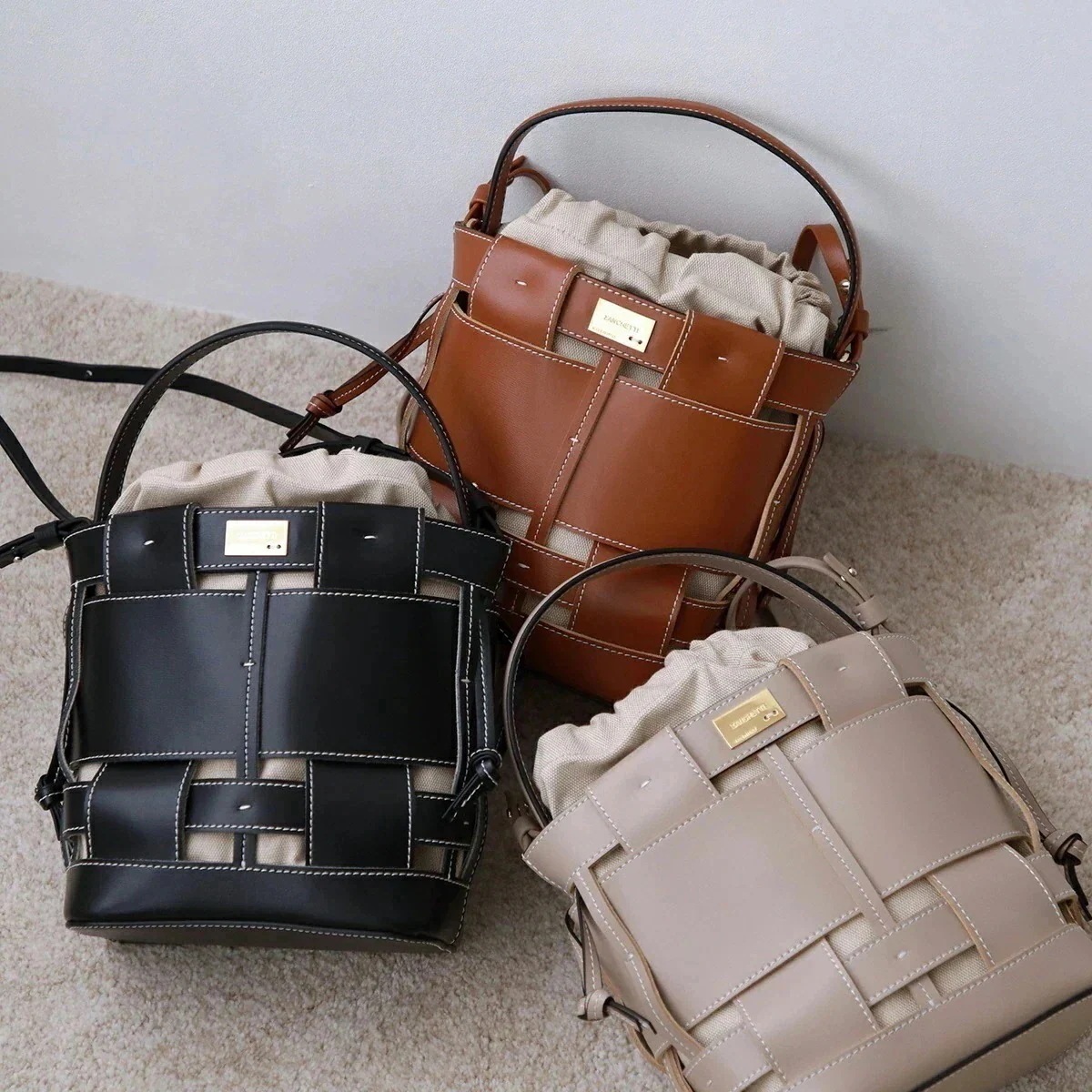 ZANCHETTI ザンケッティ ショルダーバッグ WOVEN BUCKET SMALL WBUS 740 レディース ハンドバッグ レザー メッシュ 鞄 カラ】 【mega】