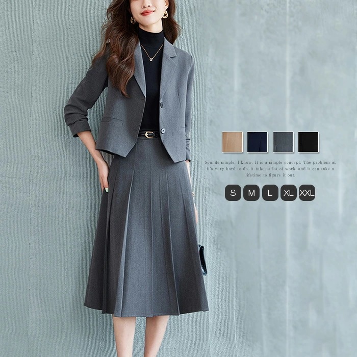 高品質大割引スーツ レディース スーツセット プリーツスカート ロング丈スカート ビジネススーツ スカートスーツ 上下セット フォーマル 上品 入学式 洗える ジャケット スカート 2点セット スカー