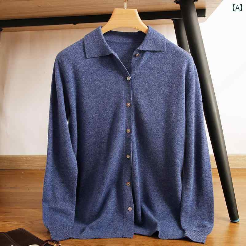 ニット メンズ カーディガン おしゃれ カジュアル 大きめサイズ 秋冬 韓国 ポロシャツ 無地 セーター グレー 黒 キャメル