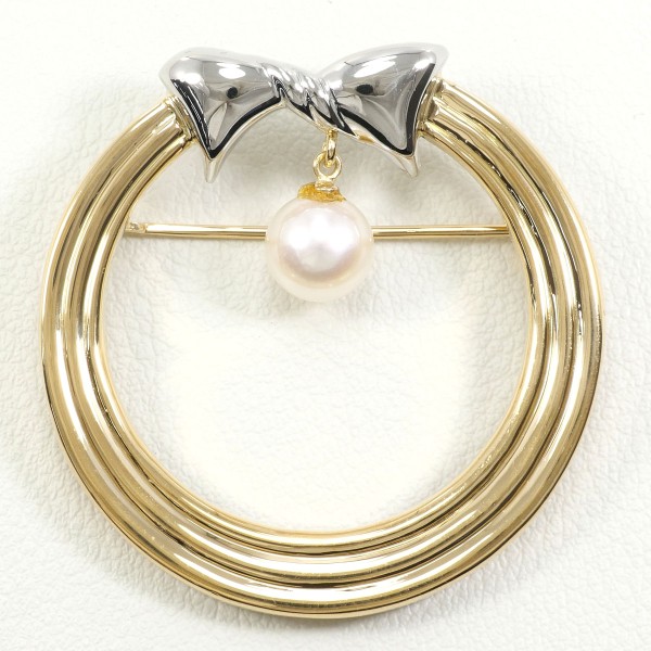 PT900 プラチナ K18YG ブローチ パール(真珠) 総重量約4.8g ジュエリー 中古