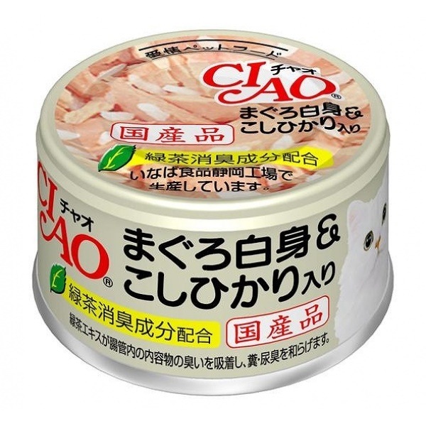 （まとめ買い）いなば まぐろ白身&こしひかり入り 85g 猫用缶詰 キャットフード [x24]