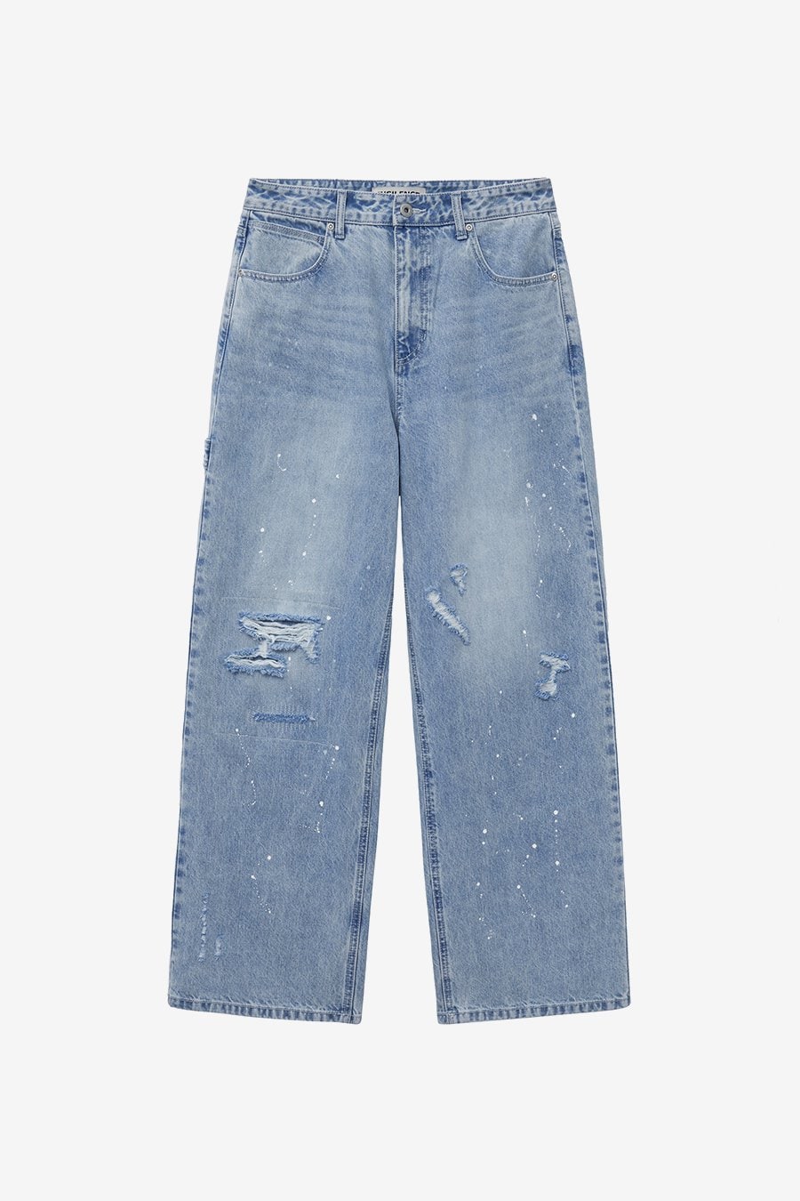 【INSILENCE】 DESTROYED PAINTED DENIM PANTS : BLUE