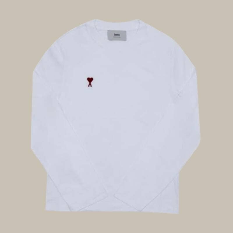 AMI BFUTS235 724 100 アミ・ド・クエ・スモールハートロゴ ユニセックス長袖Tシャツ