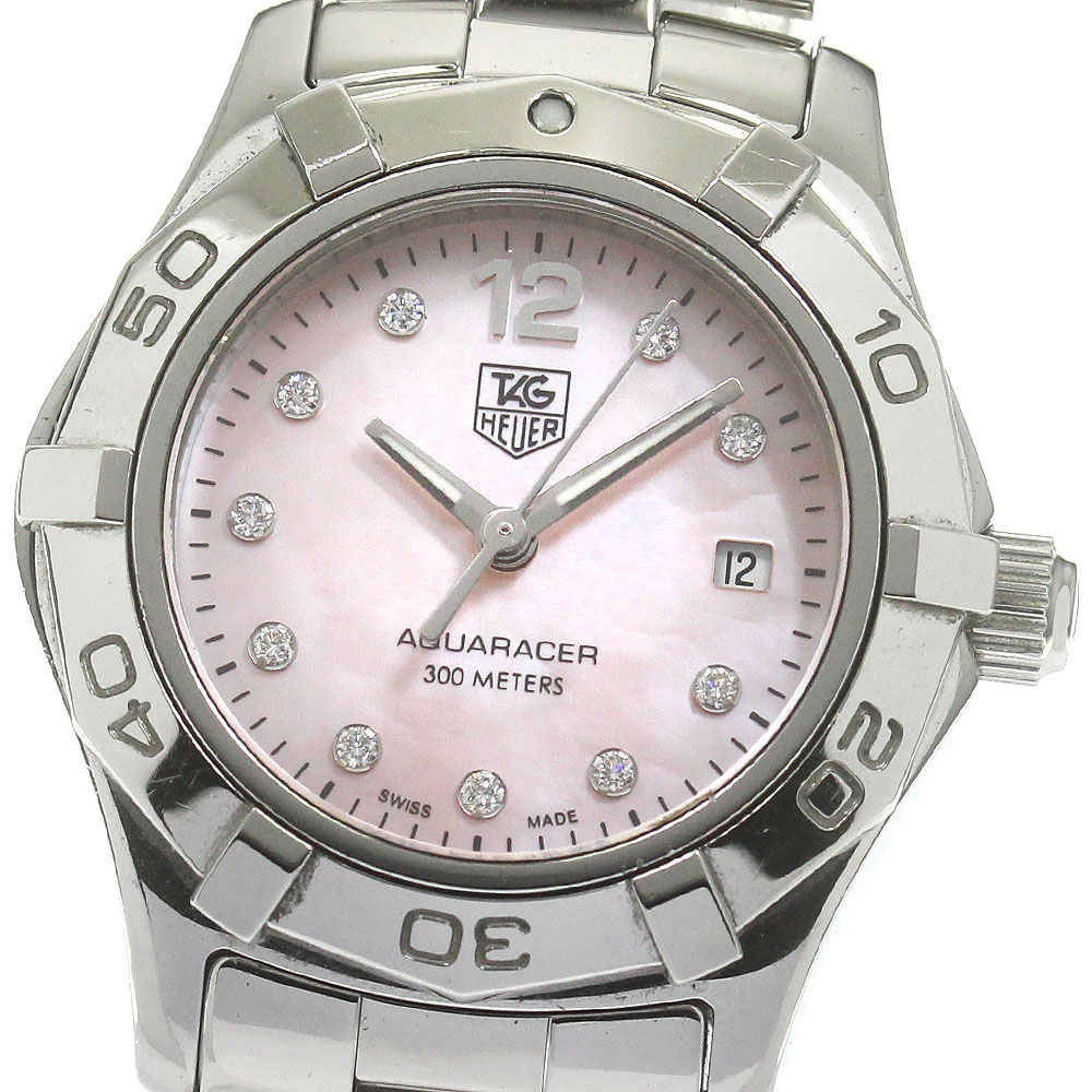 タグホイヤー TAG HEUER WAF141A アクアレーサー 10Pダイヤ デイト クォーツ レディース _848957【中古】