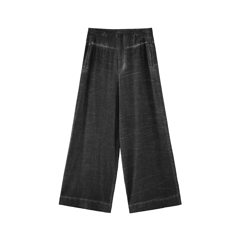 READ_ME 光沢ストライプ・ワイドパンツ（チャコールグレー）B90703105