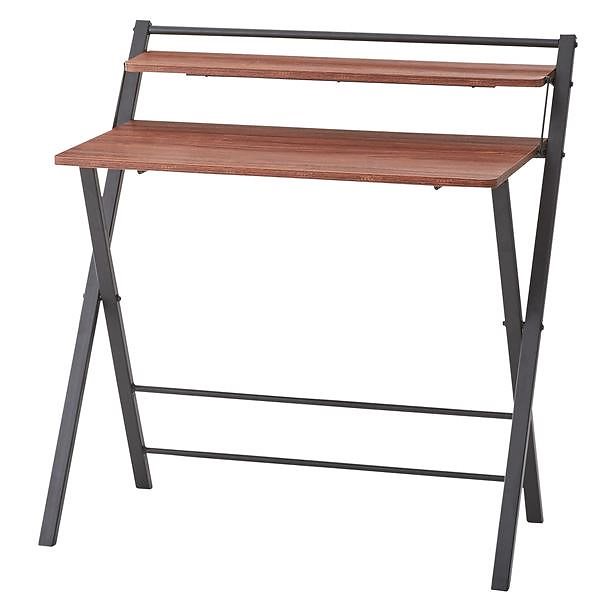 フォールディングデスク/折りたたみ机 ブラック 幅86cm スチールフレーム 木目調 PT-22BK