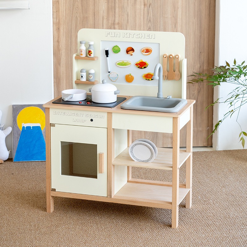 子供の木製の家の遊びハウスシミュレーション楽しいキッチンクッキングセットミールおもちゃインタラクティブゲームおもちゃ