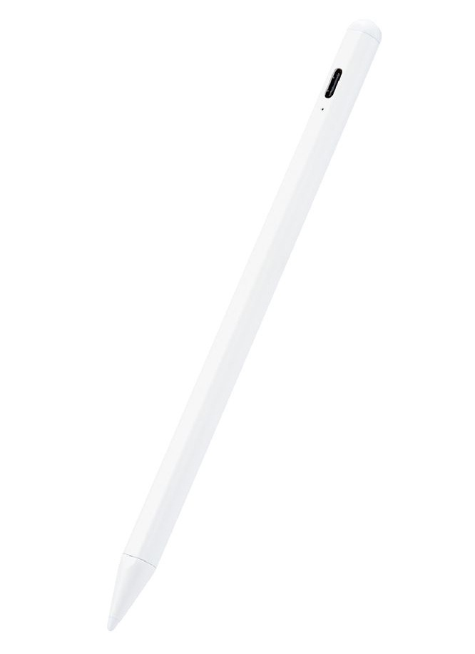 エレコム P-TPACSTAP05WH タッチペン スタイラスペン 充電式 USB Type-C 充電 誤作動防止 磁気吸着 樹脂(POM)ペン先 D型 ペン先交換可(ペン先2個付属)（ホワイト）