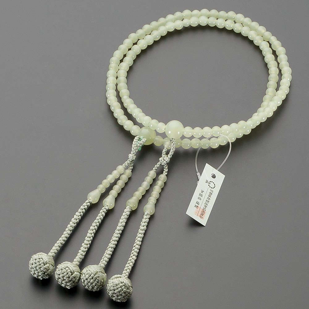 仏壇屋 滝田商店 数珠 真言宗 本式数珠 【女性用】グリーンオニキス 8寸 正絹華梵天房京念珠・本連数珠・二輪数珠・振分・正式数珠【滝田商店発行 京念珠製造師製作証明書付】