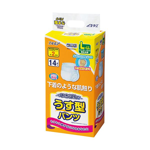 （まとめ）カミ商事 エルモア いちばんうす型パンツ L-LL 1パック（14枚）[x5セット]