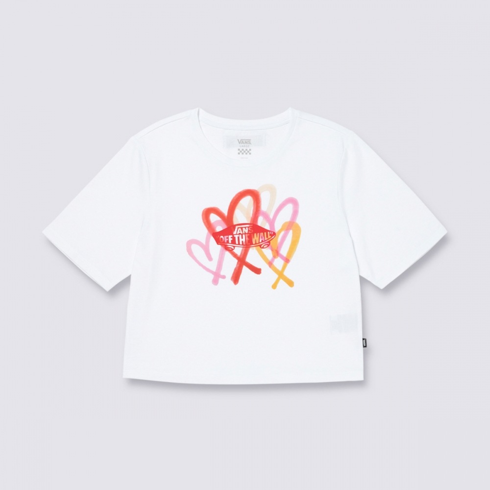 バンズ [バンズ×ザミュージアムビジター] ビッグハーツクロップドTシャツ VN000KAFWHT