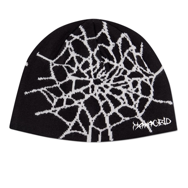 2023 SPIDER WEB SHORT BEANIE BLACK