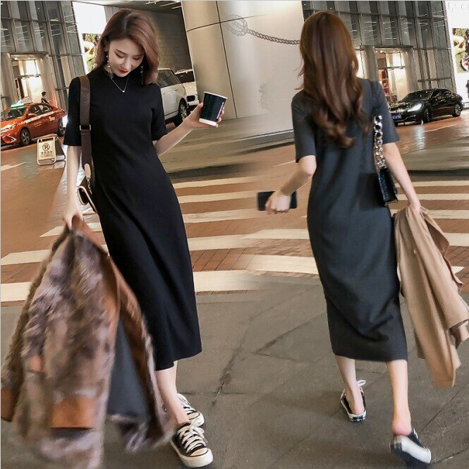 ワンピース レディースファッション タイト 大きいサイズ 春 夏 秋 シンプル 五分袖 ミモレ丈 クルーネック XL 2XL 3XL 4XL スリム きれいめ オフィスカジュアル 上品 シンプル