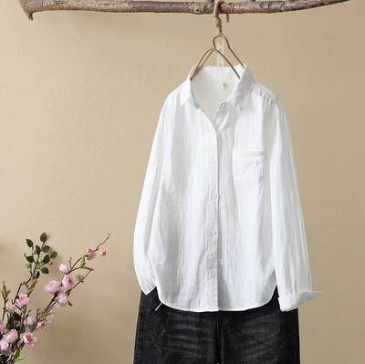 トップス シャツ 袖あり 長袖 襟付き 前開き 綿 薄手 コットン かわいい 可愛い きれいめ シンプル カジュアル 大人 上品 おしゃれ お洒落 かっこいい 大人可愛い 大人女子 こなれ感 ラフ メ