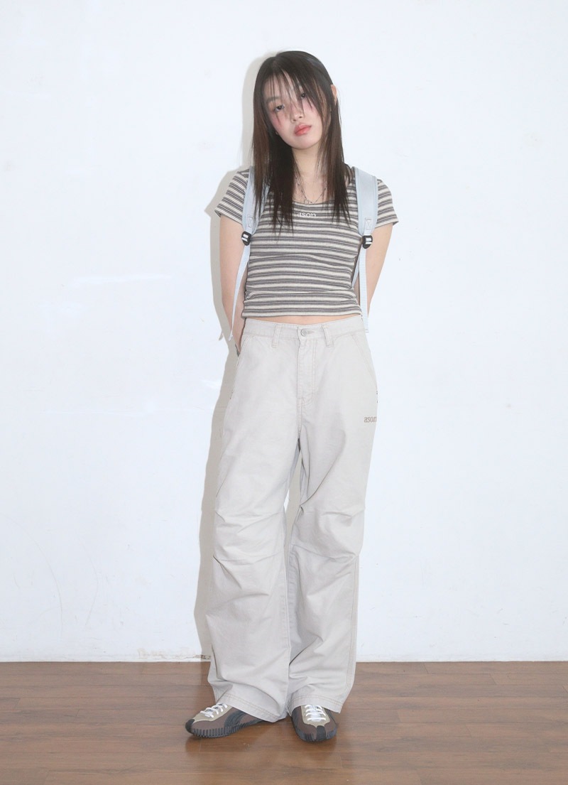 【AS"ON】 NELL PARACHUTE PANTS / LIGHT BEIGE 正規品