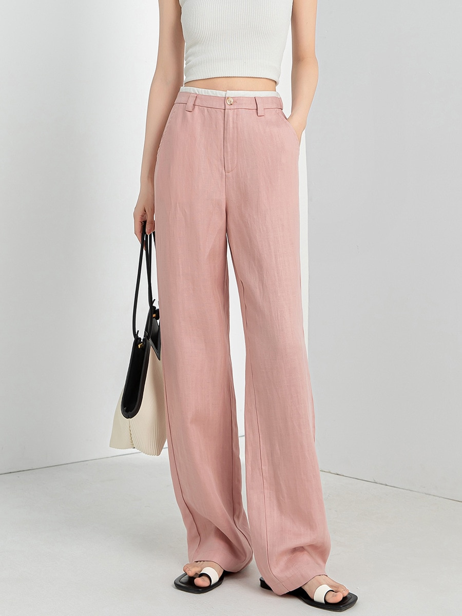 大きいサイズ リネンパンツ天糸亜麻ひんやりボトムス夏の薄手ゆるいカジュアル白ズボンワイドパンツ モッピングパンツ