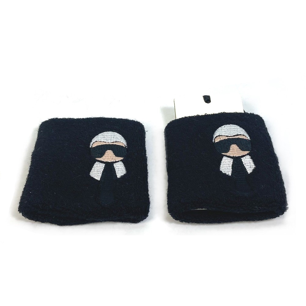 リストバンド FAD015 カールラガーフェルド ペア リストバンドセット コットン ブラック