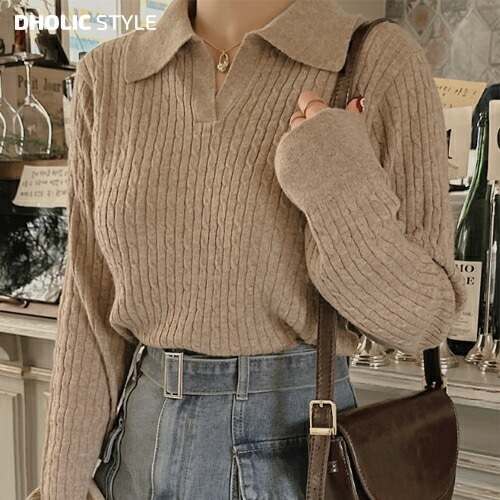 スキッパーケーブル編みニット・p592861