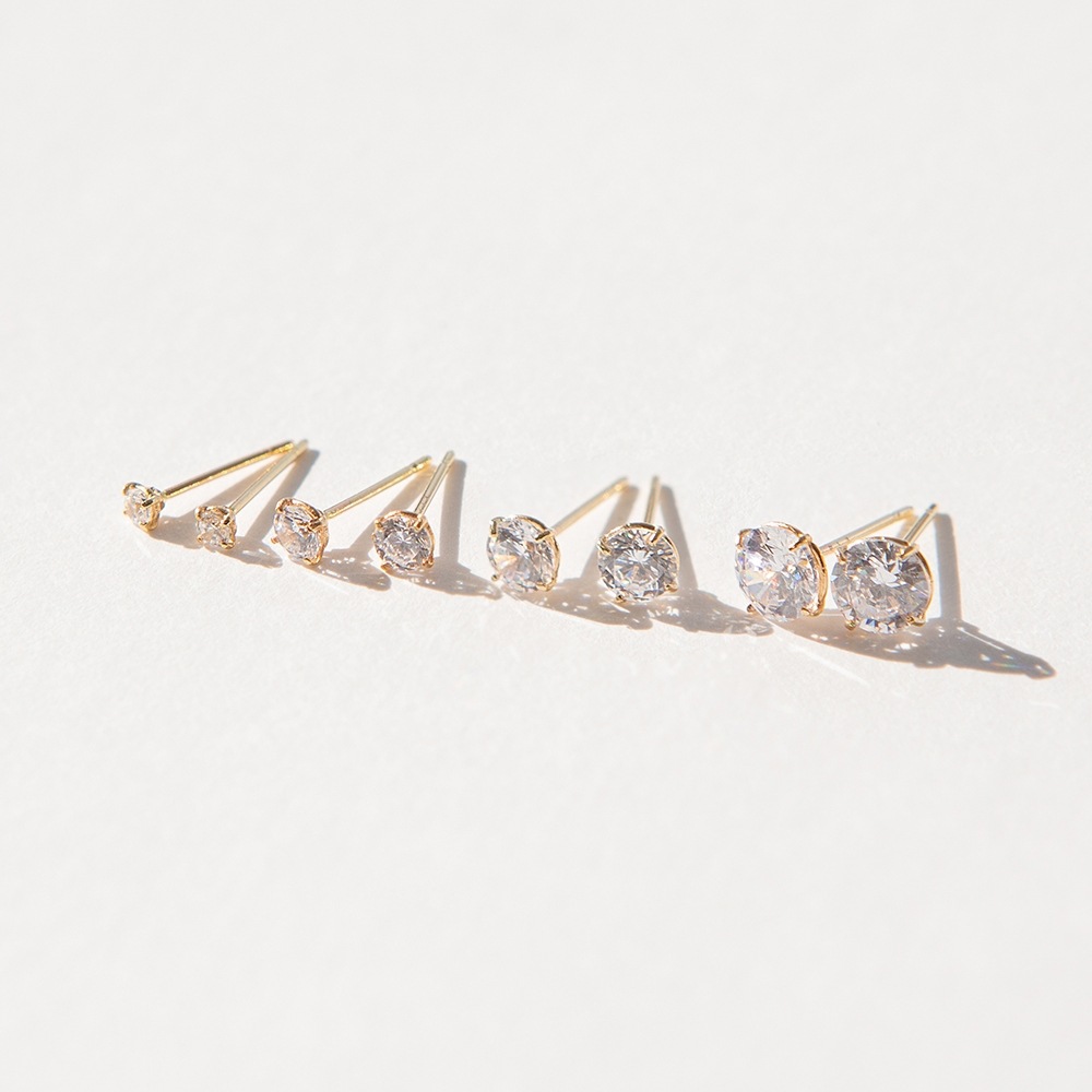 LUNNE 14k シンプルキュービックピアス 14k ゴールド #ES01